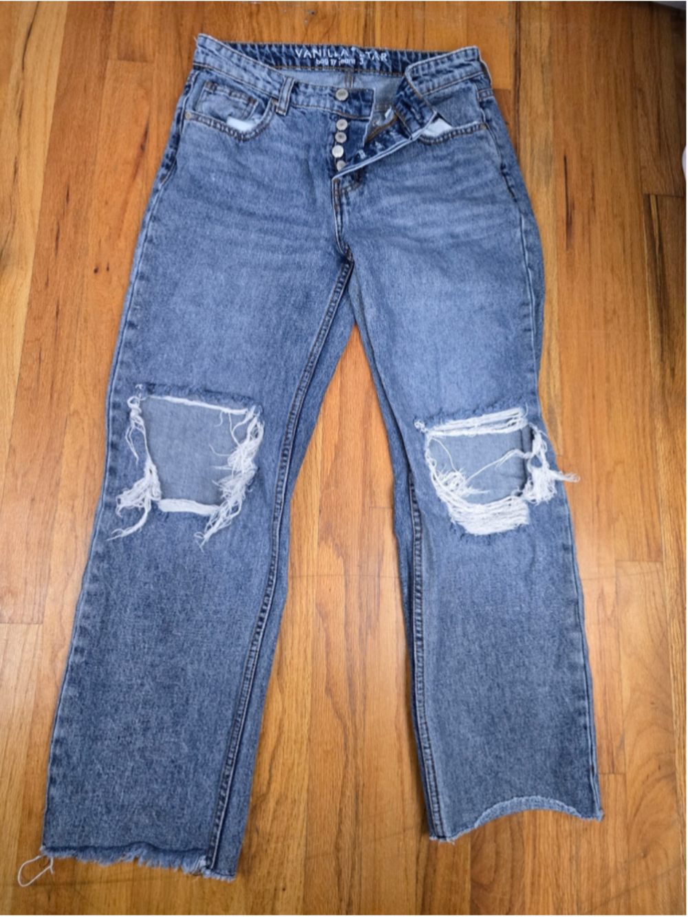 Women's Vanilla Star Distressed Wide Leg Jeans Blue Size 3